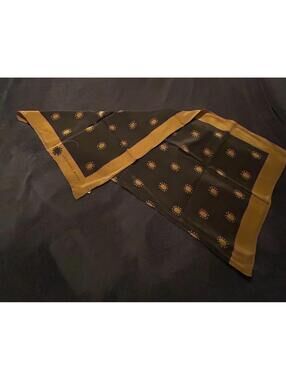 Vintage Geoffrey Beene Black and Gold Silk Scarf - Pre-owned